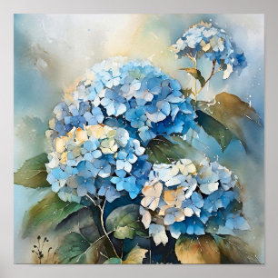 Hydrangea Wasserfarben Kunst drucken Poster