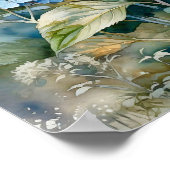 Hydrangea Wasserfarben Kunst drucken Poster (Ecke)