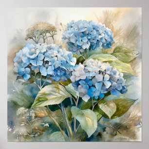 Hydrangea Wasserfarben Kunst drucken Poster