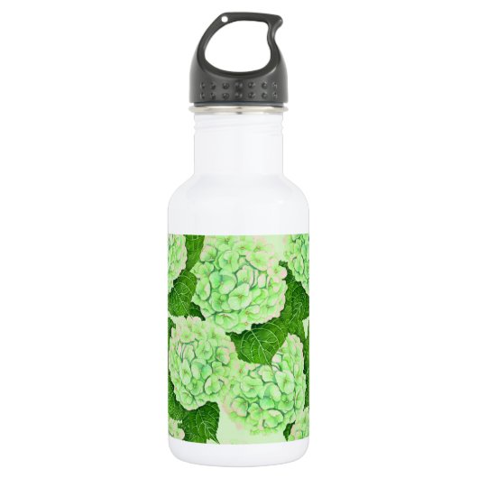Hydrangea-Wasserfarbenmuster Edelstahlflasche (Vorderseite)