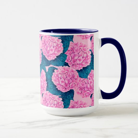 Hydrangea-Wasserfarbenmuster, rosa und blau Tasse (Rechts)