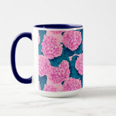 Hydrangea-Wasserfarbenmuster, rosa und blau Tasse (Links)