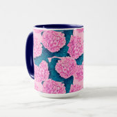 Hydrangea-Wasserfarbenmuster, rosa und blau Tasse (Vorderseite Links)