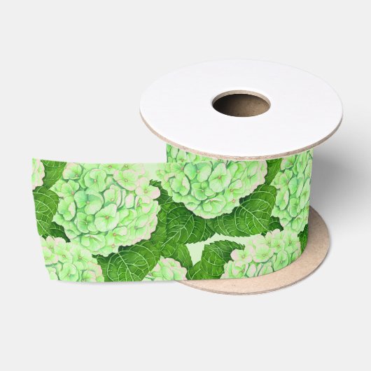 Hydrangea-Wasserfarbenmuster Satinband (Spule)
