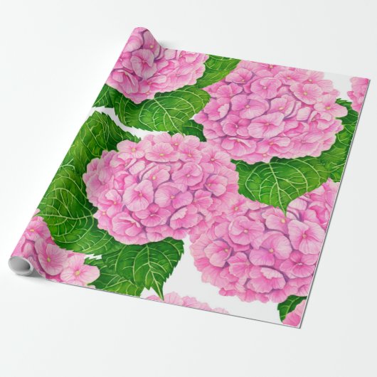 Hydrangea Wasserfarbmuster Geschenkpapier (Ungerollt)