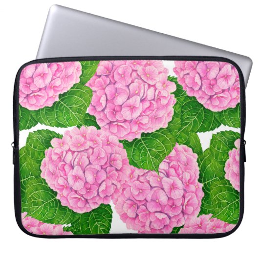 Hydrangea-Wasserfarbmuster Laptopschutzhülle (Vorderseite)