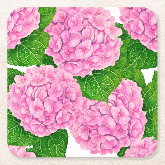 Hydrangea-Wasserfarbmuster Rechteckiger Pappuntersetzer (Vorderseite)