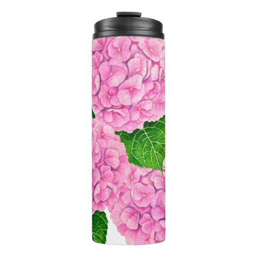 Hydrangea Wasserfarbmuster Thermosbecher (Vorderseite)