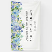 Hydrangea Watercolor Blumenhochzeit Begrüßung Banner (Vertikal)