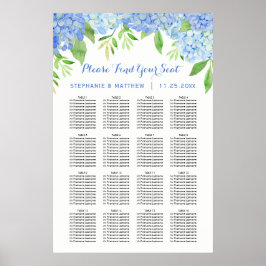 Hydrangea Watercolor Floral Wedding Chart Poster