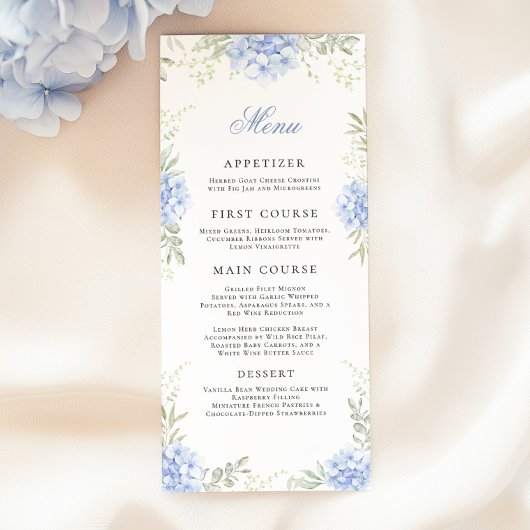 Hydrangea Watercolor Floral Wedding Menükarte