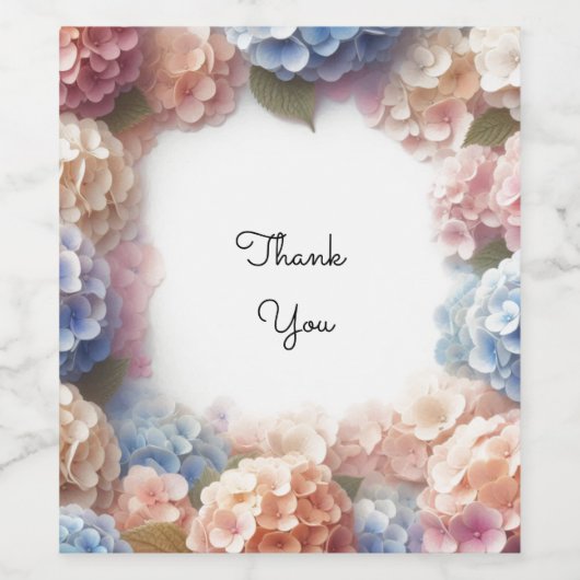 Hydrangea Watercolor Vielen Dank Weinetikett (Einzelnes Label)