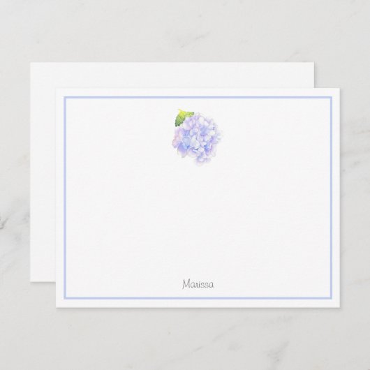 Hydrangea Watercolor Vignette Mitteilungskarte (Vorne/Hinten)