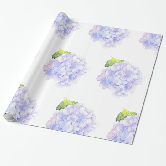 Hydrangea Watercolor Vignette Muster Geschenkpapier (Ungerollt)