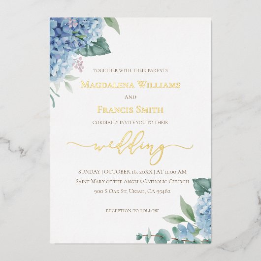 Hydrangea watercolor | wedding Invitation Folieneinladung (Vorderseite)