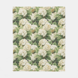 Hydrangea watercolour floral Boho retro flowers Fleecedecke