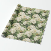 Hydrangea watercolour floral Boho retro flowers Geschenkpapier (Ungerollt)