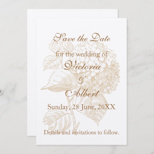 Hydrangea Wedding Einladung (Vorne/Hinten)