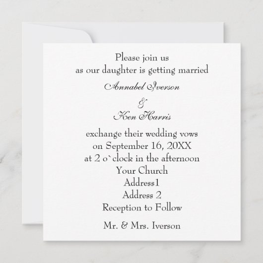 Hydrangea Wedding Einladung (Rückseite)