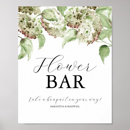 Hydrangea Wedding Flower Bar Signs Poster (Vorne)