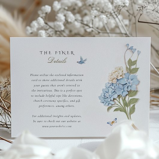 Hydrangea Wedding Information Card Vintag Begleitkarte