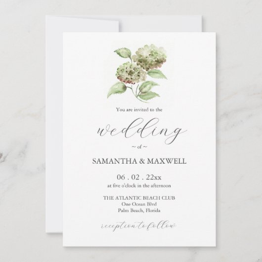 Hydrangea Wedding Invitation Invitations Einladung (Vorderseite)
