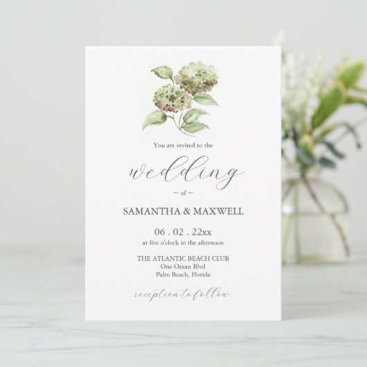 Hydrangea Wedding Invitation Invitations Einladung (Stehend Vorderseite)