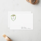 Hydrangea Wedding Monogram Thank You Stationery Mitteilungskarte (Vorderseite/Rückseite Beispiel)