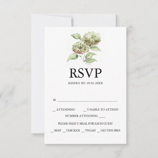 Hydrangea Wedding RSVP Cards (Vorderseite)