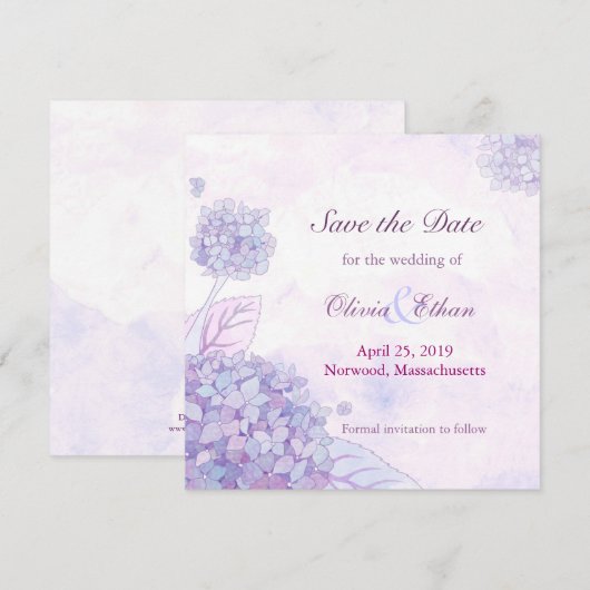 Hydrangea Wedding Save the Date (Vorne/Hinten)