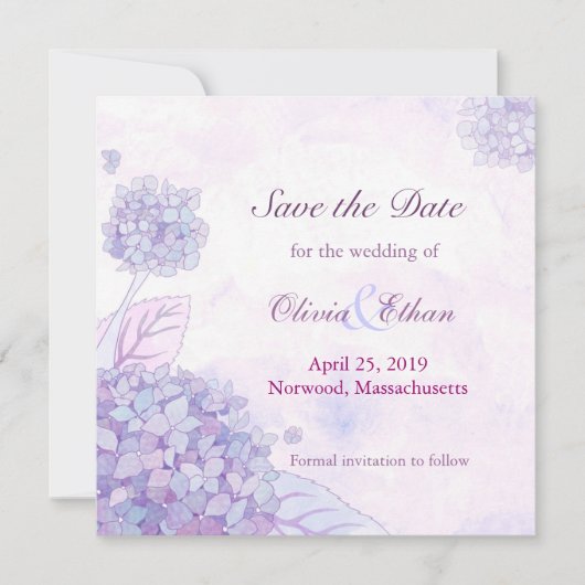 Hydrangea Wedding Save the Date (Vorderseite)