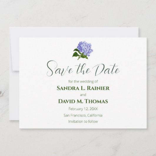 Hydrangea Wedding Save the Date Cards (Vorderseite)