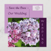 Hydrangea Wedding Save the Date Postcard Ankündigungspostkarte (Vorne/Hinten)