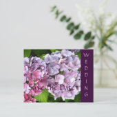 Hydrangea Wedding Save the Date Postcard Ankündigungspostkarte (Stehend Vorderseite)