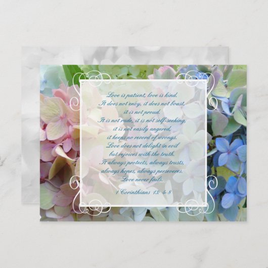 Hydrangea Wedding Save the Date Postcard Scripting Ankündigungspostkarte (Vorne/Hinten)