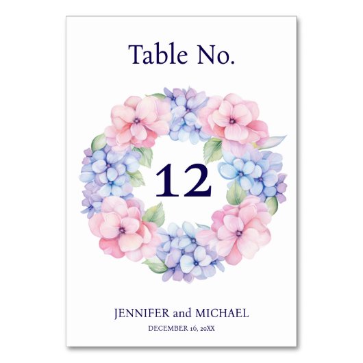 Hydrangea Wedding Tischnummer (Rückseite)