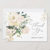 Hydrangea Wedding White Cream Rose Vielen Dank Dankeskarte (Vorderseite)