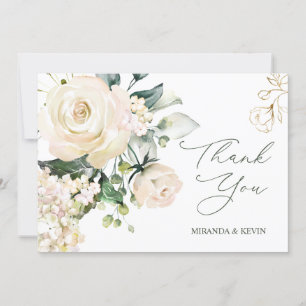 Hydrangea Wedding White Cream Rose Vielen Dank Dankeskarte