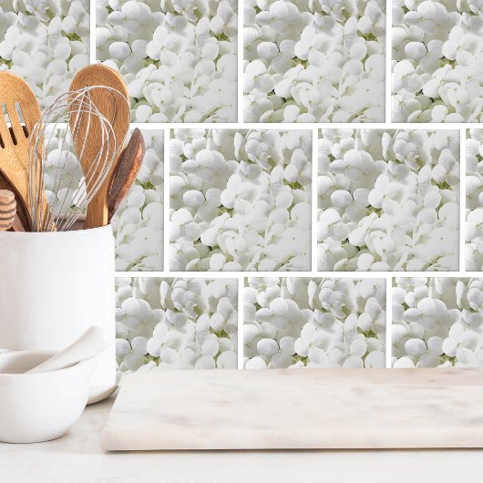 Hydrangea Weiße Blumenmuster Fliese