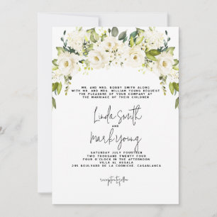 Hydrangea, weiße Blüte, Einladung zur Hochzeit