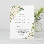 Hydrangea White Floral Wedding Einladung (Stehend Vorderseite)