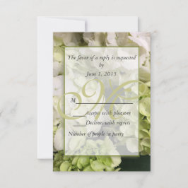 Hydrangea White Green Wedding Suite RSVP Karte
