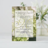 Hydrangea White Green Wedding Suite RSVP Karte (Stehend Vorderseite)