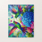 Hydrangea With Hummingbird Pair Puzzle (Vertikal)