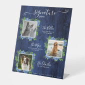 Hydrangea Wood Wedding 3 Foto Pet Signature Drink Sockelschild (Vorderseite)