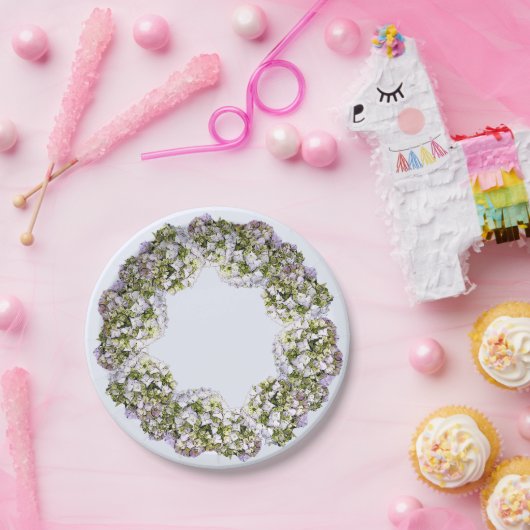 Hydrangea Wreath Pappteller (Party)