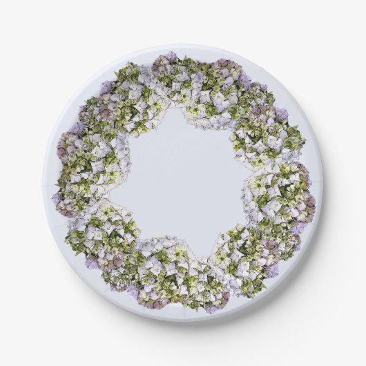 Hydrangea Wreath Pappteller (Vorderseite)