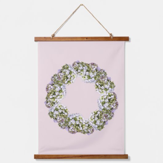Hydrangea Wreath Wandteppich Mit Holzrahmen (Vorderseite)
