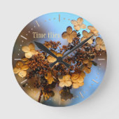 Hydrangea-Zeitfliegen im Herbst Runde Wanduhr (Vorderseite)
