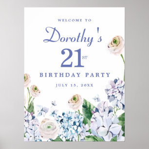 Hydrangea zum 21. Geburtstag zum digitalen Downloa Poster